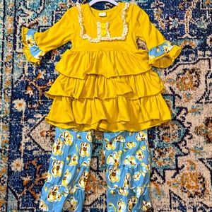 Girls 2 piece outfits, Ruffles detail outfits. Like new condition